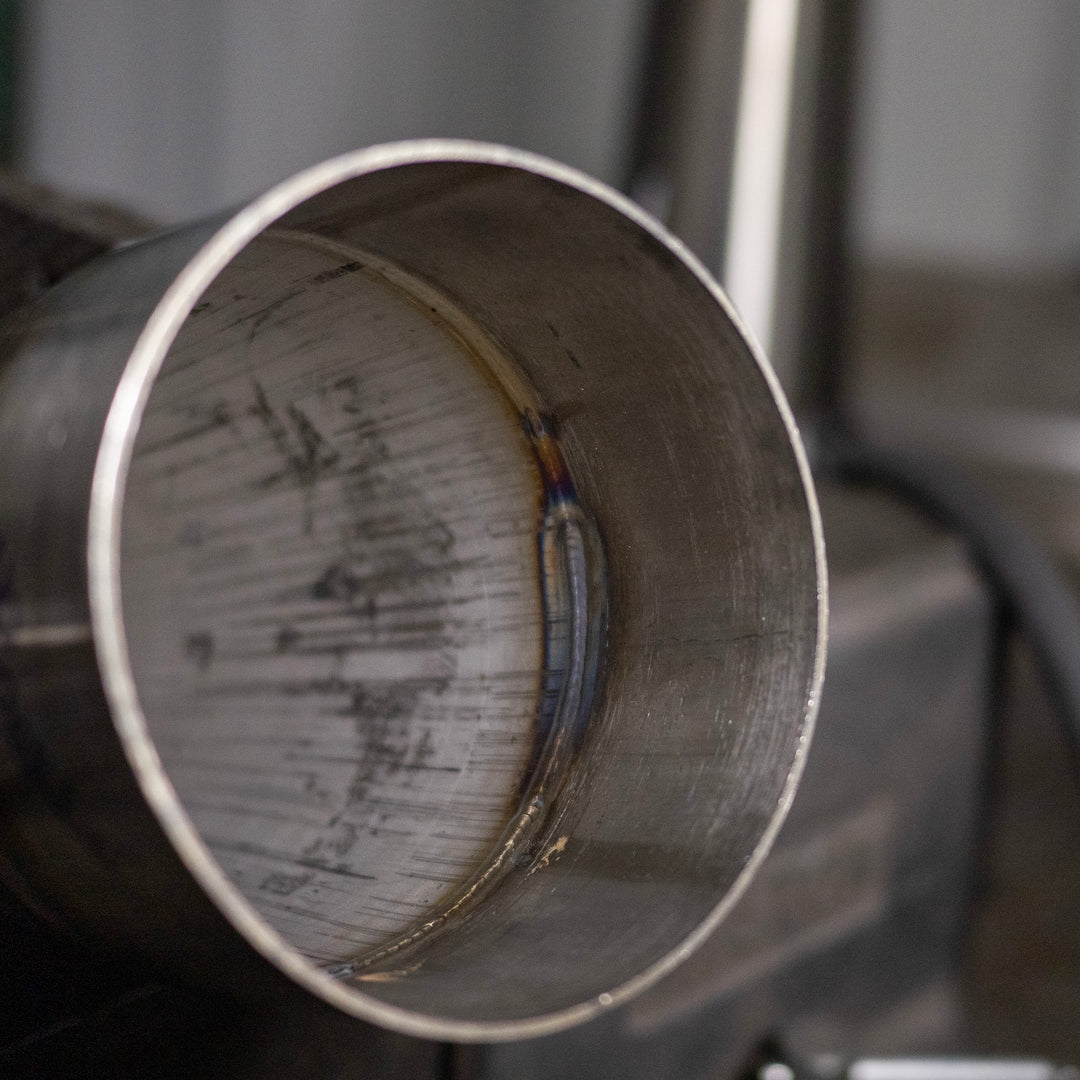 The backside of a weld that has been back purged