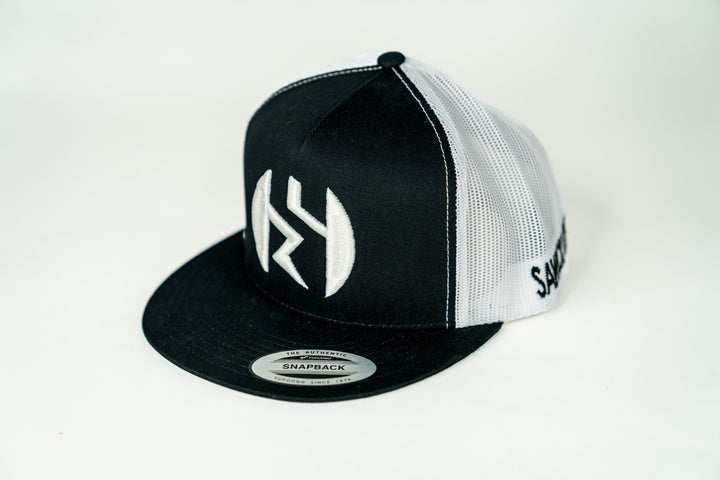 Sawicki "Badge" Embroidered Snapback Hat - White & Black