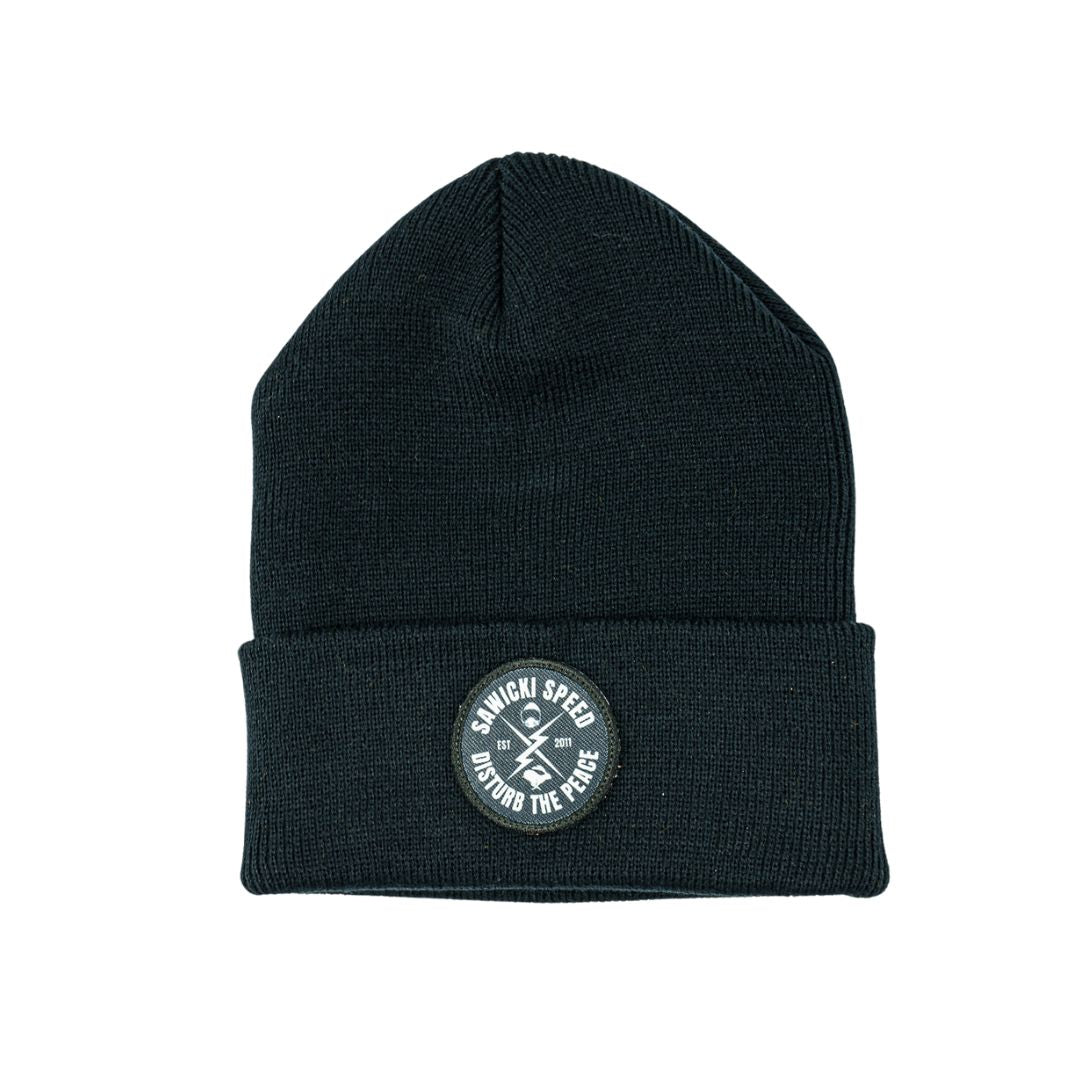 Black Beanie with Circle Patch
