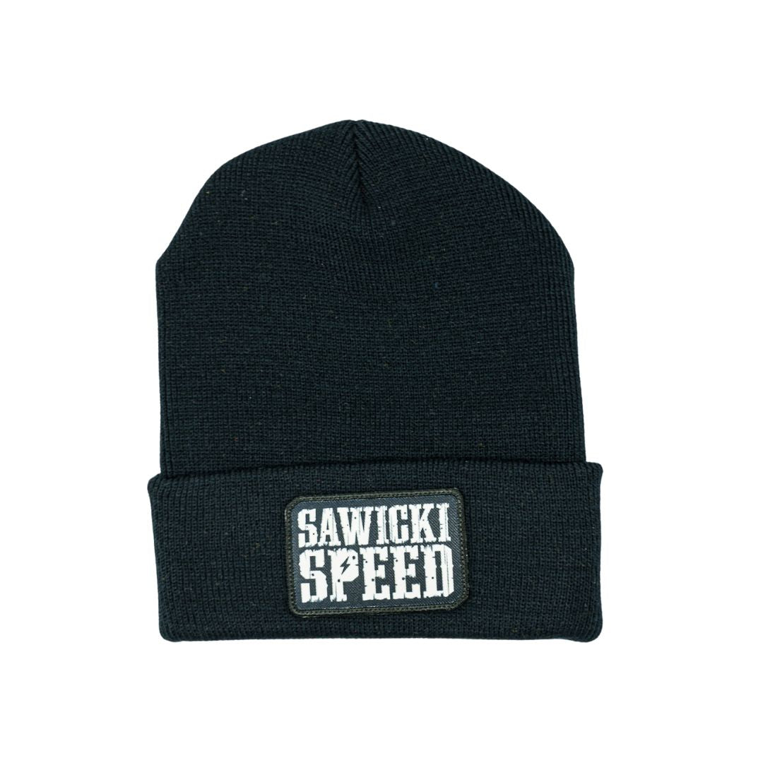 Black Beanie with Stacked Patch
