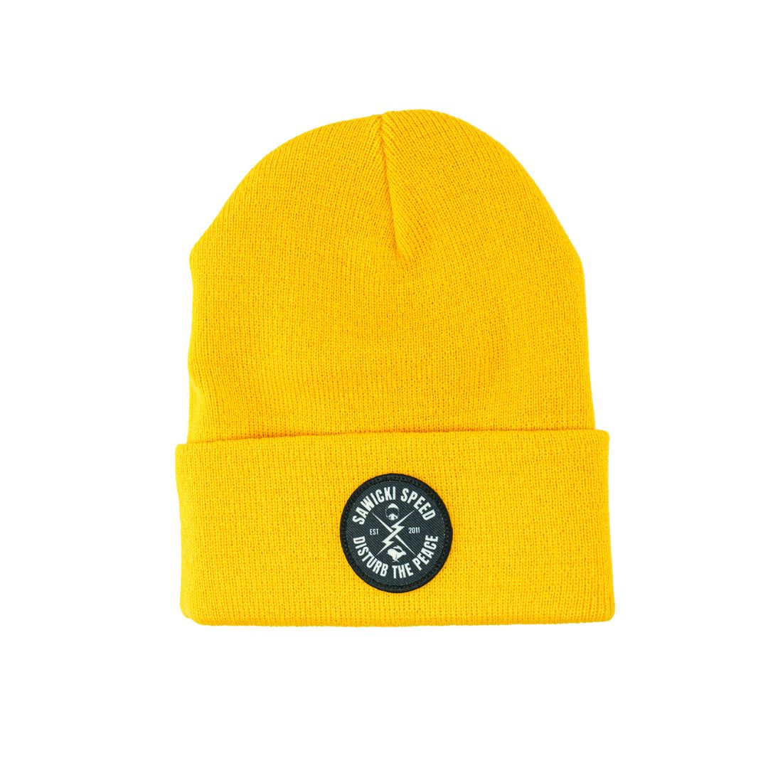 Gold Beanie with Circle Patch