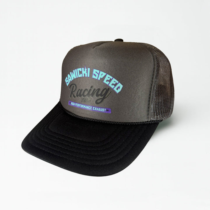 Sawicki Speed Race Division trucker hat in  charcoal gray and black